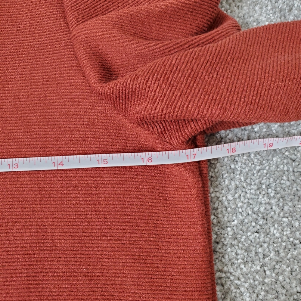 Nine West ribbed pleated long sleeves top, small, rust/ brown - Picture 5 of 8